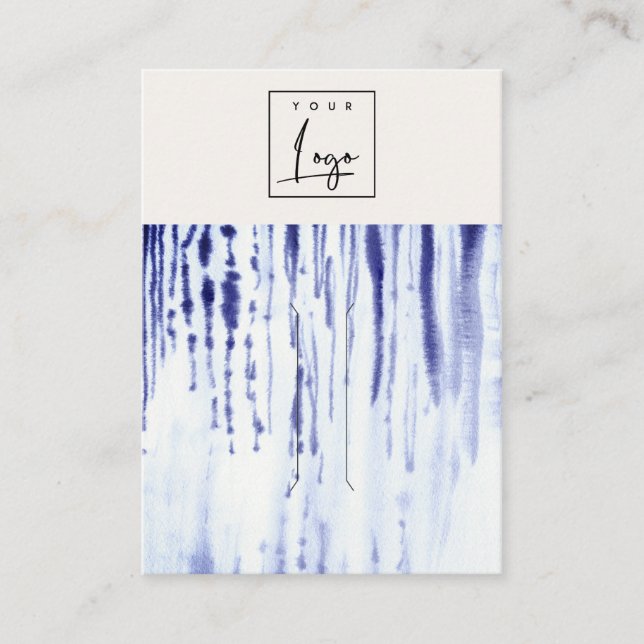 Abstrakt-Tintenklassehalter für  blaue Linien-Logo Visitenkarte (Vorderseite)