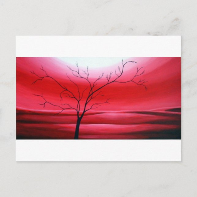 Abstrakt Tree Red Sky Postkarte (Vorderseite)