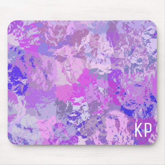 Abstrakt Trendy Camouflage Rosa Lila Blau Mousepad (Vorne)