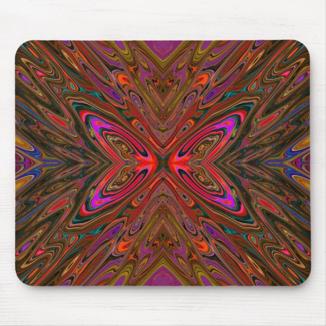 Abstrakt Trippy Orange und Magenta Butterfly Mousepad (Vorne)