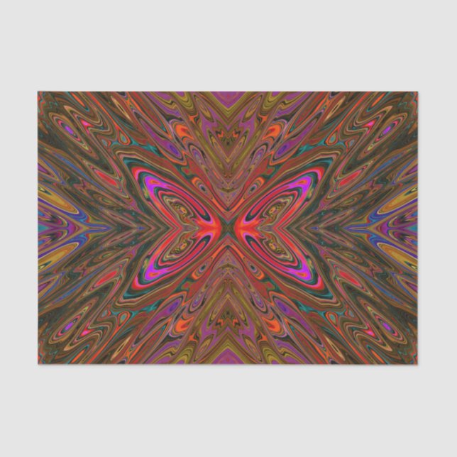 Abstrakt Trippy Orange und Magenta Butterfly Seidenpapier (Vorderseite)