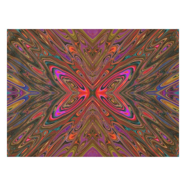 Abstrakt Trippy Orange und Magenta Butterfly Tischdecke (Vorderseite (Horizontal))