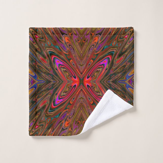 Abstrakt Trippy Orange und Magenta Butterfly Waschlappen (Waschlappen)