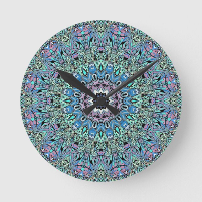Abstrakt Türkis Mandala Runde Wanduhr (Vorderseite)
