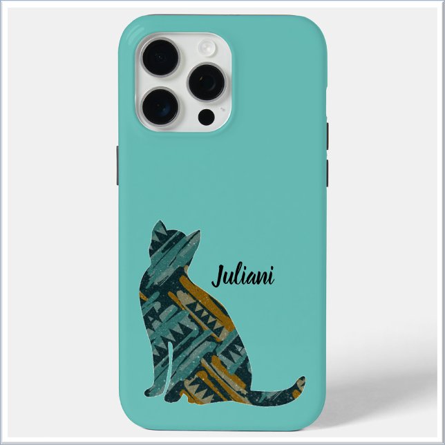 Abstrakt Türkis und Gold Cat Lover Case-Mate iPhone Hülle (Von Creator hochgeladen)