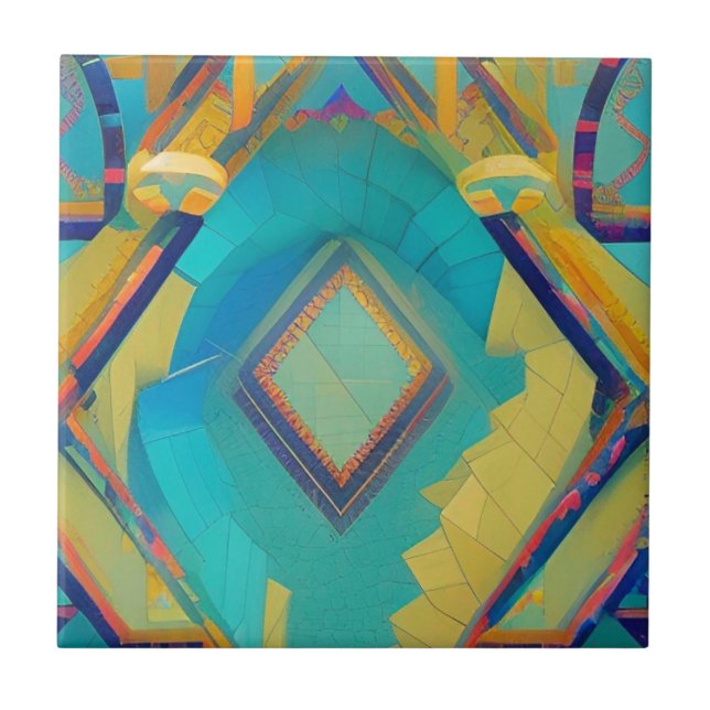 Abstrakt türkisfarbene marokkanische Mosaikstimmen Fliese (Vorderseite)