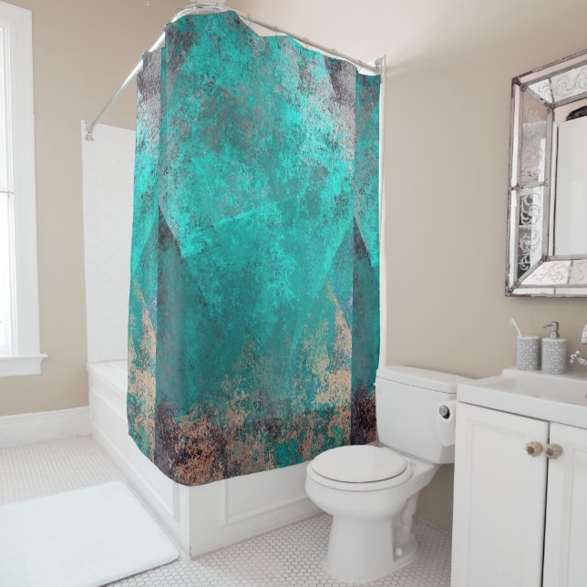 abstrakt türkisfarbener aquamariner Grunge-Hinterg Duschvorhang (Beispiel)