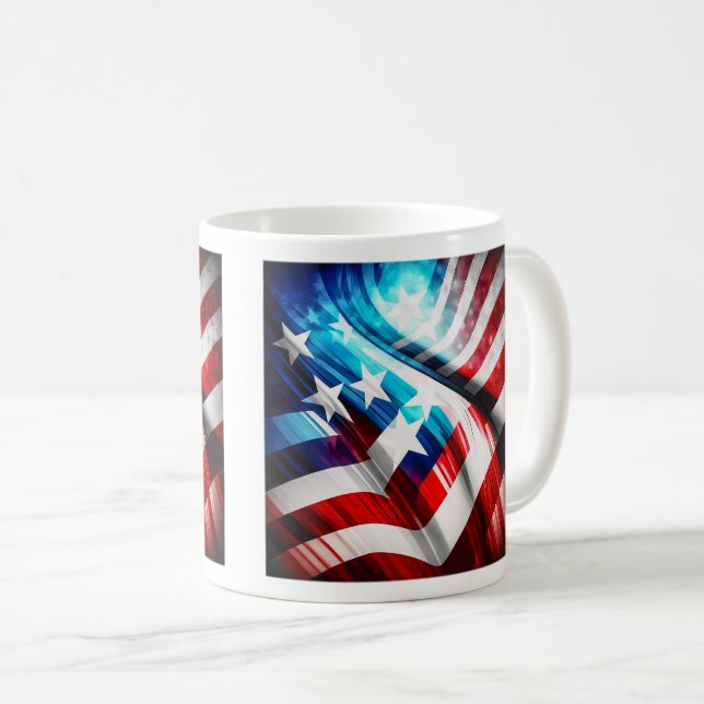 Abstrakt USA Flag Classic Tasse, 11 oz Kaffeetasse (VorderseiteRechts)
