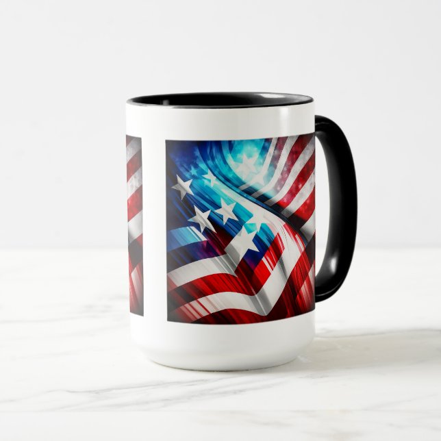 Abstrakt USA Flag Classic Tasse, 15 oz Kaffee Tass Tasse (VorderseiteRechts)