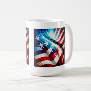 Abstrakt USA Flag Classic Tasse, 15 oz Kaffeetasse