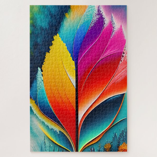 Abstrakt Verlassen Aquarellmalerei Puzzle (Vertikal)