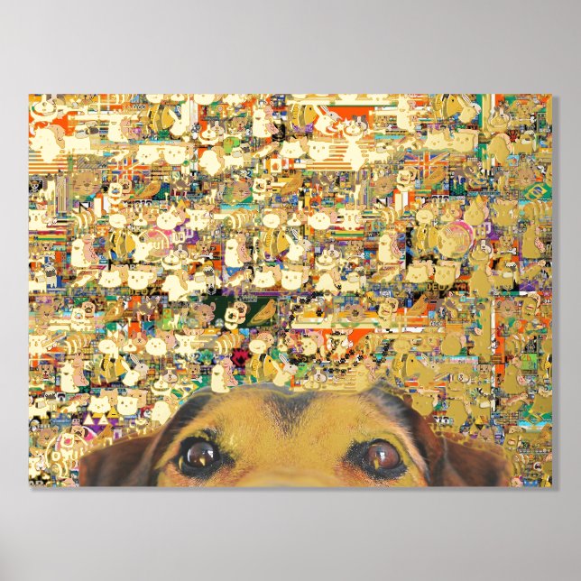 abstrakt verschwommene Pixelkunst und Hund Foliendrucke (Vorderseite)
