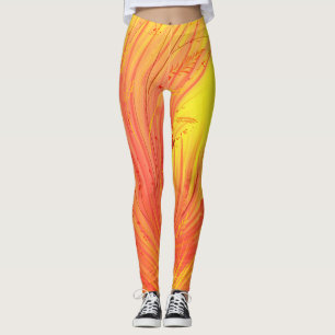Abstrakt-verzauberter Garten-Gelb-Orange Leggings