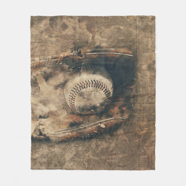 Abstrakt Vintager Baseball Fleecedecke (Vorderseite)