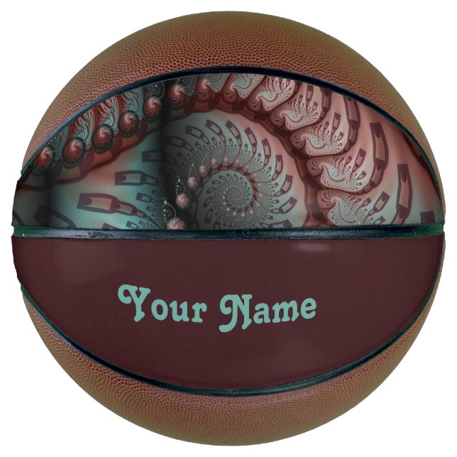 Abstrakt Vivio Fantasy Fraktal Art Brown Blue Name Basketball (Vorderseite)