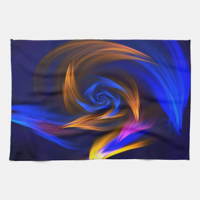Abstrakt Vortex Shape Blue Orange Geschirrtuch (Horizontal)