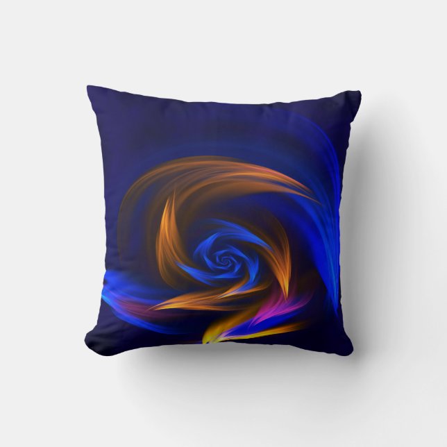 Abstrakt Vortex Shape Blue Orange Kissen (Vorderseite)