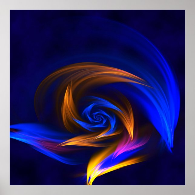 Abstrakt Vortex Shape Blue Orange Poster (Vorne)