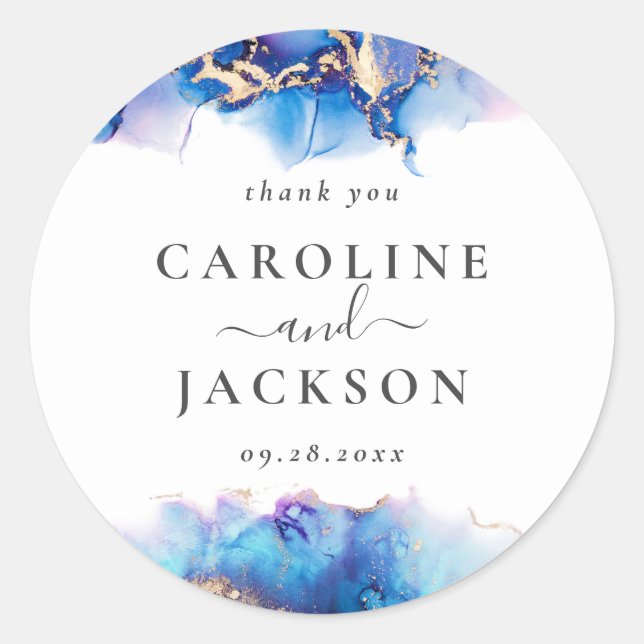 Abstrakt Watercolor Gefallen Vielen Dank Runder Aufkleber (Vorderseite)