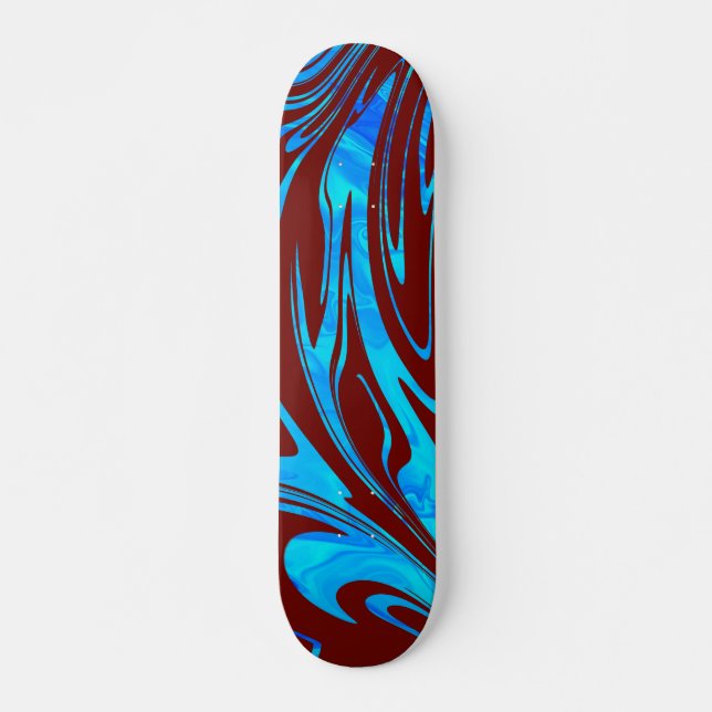 Abstrakt Wave Aqua Red Skateboard (Vorne)
