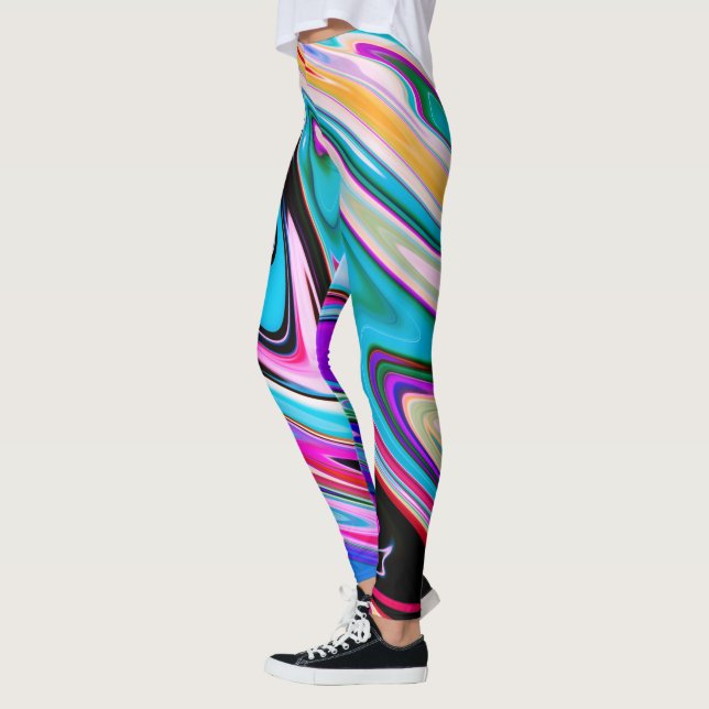 Abstrakt Wave Marble Stone Leggings (Links)