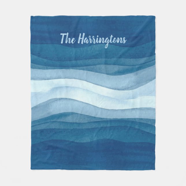 Abstrakt Waves individuelle Name Fleece Decke (Vorderseite)