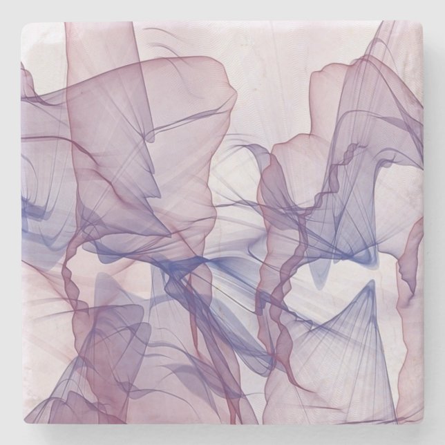 Abstrakt-weiß-blau und lila Aquarell Steinuntersetzer (Vorderseite)