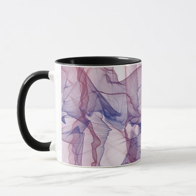 Abstrakt-weiß-blau und lila Aquarell Tasse (Links)