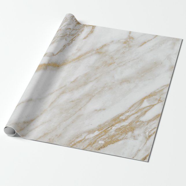 Abstrakt-White-Gold-Grau Carrara-Marmorstein VIP Geschenkpapier (Ungerollt)