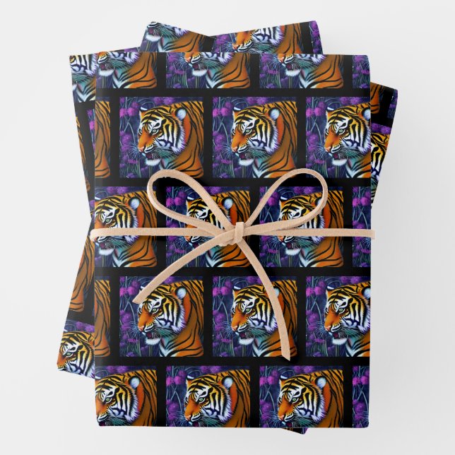 Abstrakt Wild Majestic Predator Tiger Geschenkpapier Set (Beispiel)