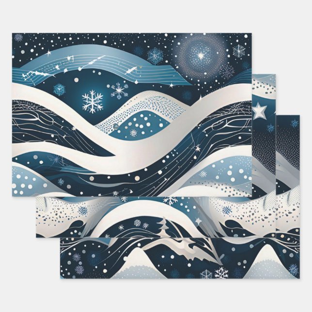 Abstrakt Winter Wonderland Geschenkpapier Set (Set)