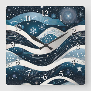 Abstrakt Winter Wonderland Quadratische Wanduhr