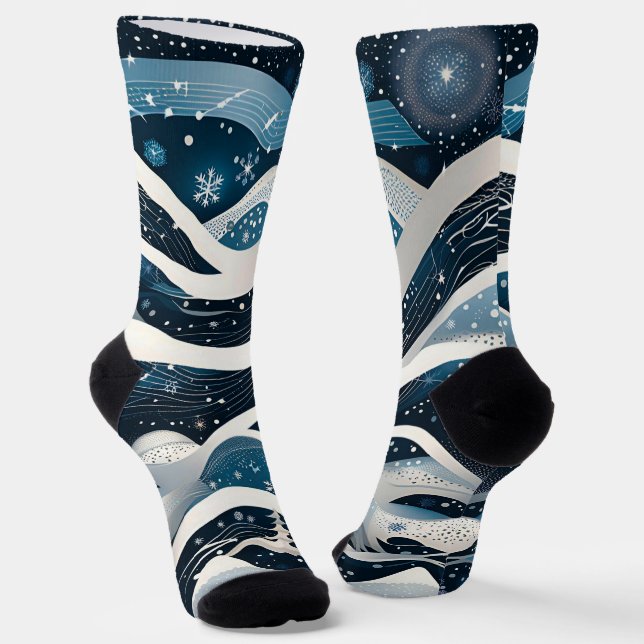 Abstrakt Winter Wonderland Socken (Gewinkelt)