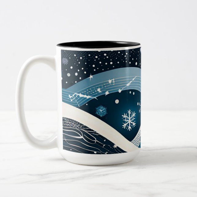 Abstrakt Winter Wonderland Zweifarbige Tasse (Links)