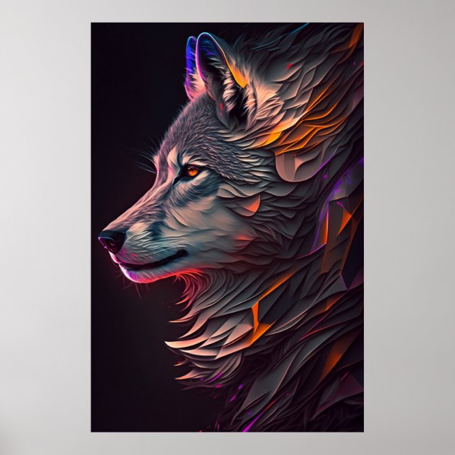 Abstrakt Wolf Wall Art Poster (Vorne)