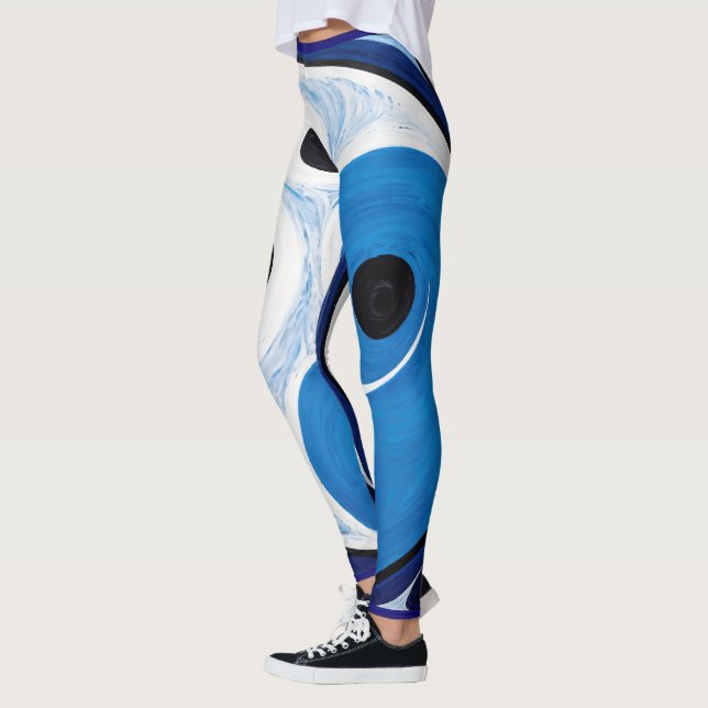 Abstrakt Yin Yang: Modernist Blue & White Leggings (Links)