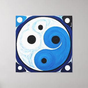 Abstrakt Yin Yang: Modernist Blue & White Leinwanddruck
