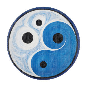 Abstrakt Yin Yang: Modernist Blue & White Schneidebrett