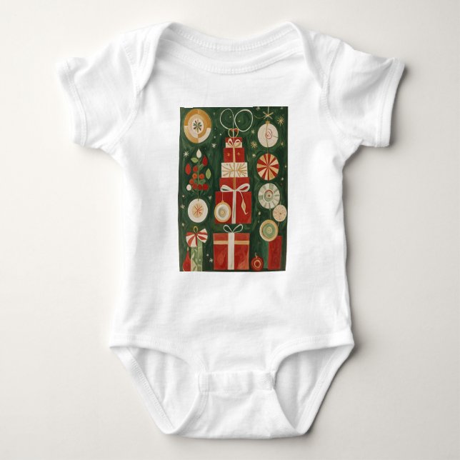 Abstrakt Yuletide Tapestry Baby Strampler (Vorderseite)