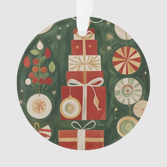 Abstrakt Yuletide Tapestry Ornament (Vorderseite)