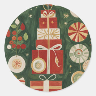 Abstrakt Yuletide Tapestry Runder Aufkleber