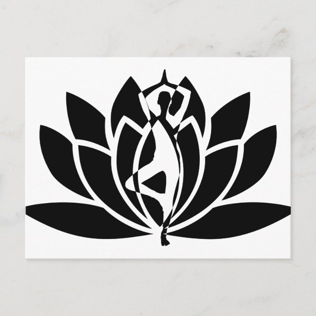 Abstrakt Zeichnend Lotus Blume & Yoga Pose Postkarte (Vorderseite)