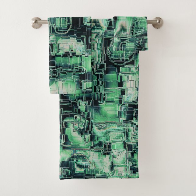 Abstrakt zeichnend Mosaik in Korallentönen Badhandtuch Set (Insitu)