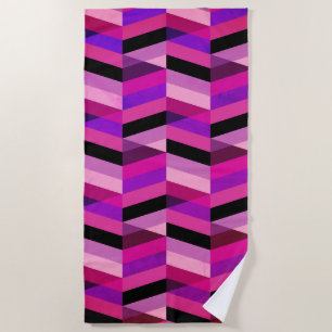 Abstrakt Zickzack/Herringbone   Purpur und Violett Strandtuch
