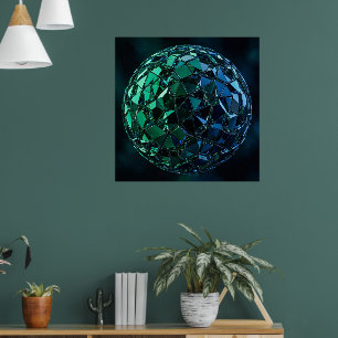 Abstrakte 3D-facettierte Mosaikkugel Poster