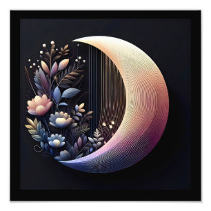 Abstrakte 3D-Form Halbmond Blume Pastellfarben Fotodruck