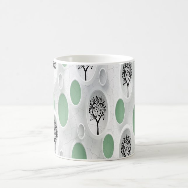 Abstrakte 3D mit Kreisläufen Herzleaf Tree Kaffeetasse (Mittel)