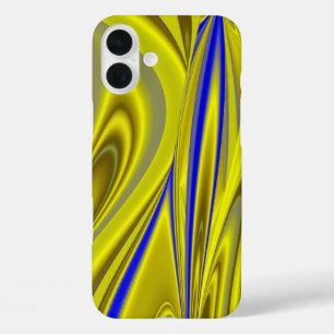 Abstrakte 3D-Regenbogenkunst in Gelb und Blau iPhone 16 Plus Hülle