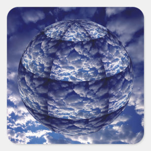 Abstrakte 3D-Wolkenkugel Quadratischer Aufkleber