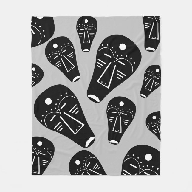Abstrakte aborigine-Stammesmaske Fleecedecke (Vorderseite)